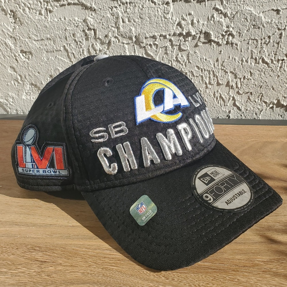 New Era LA Rams Super Bowl LVI Champions 9FORTY Snapback Hat Black NFL Mens OS
